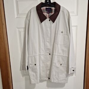 Vintage Denim & Co Bone White Beige Denim Canvas Barn Field Jacket - 2X